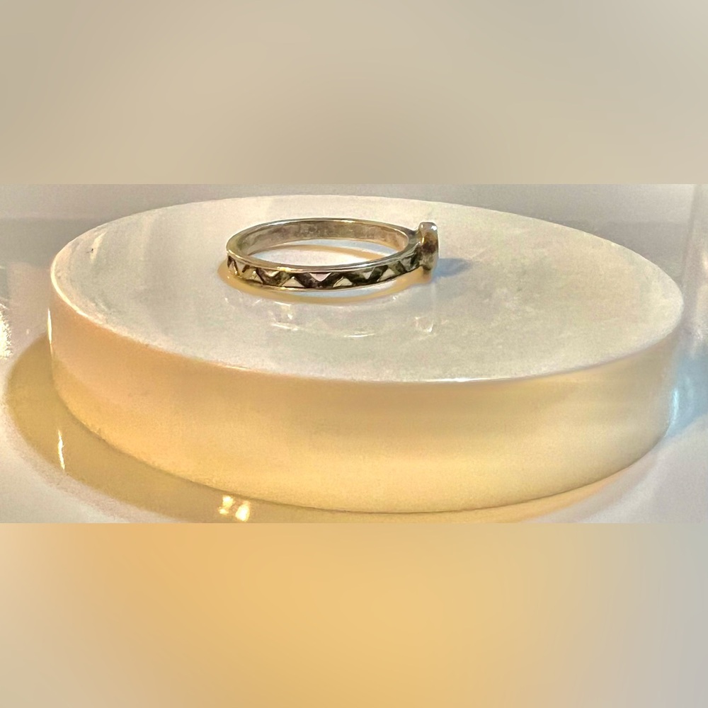 Stackable Vintage 925 Silver Ring- Small Round Pu… - image 6